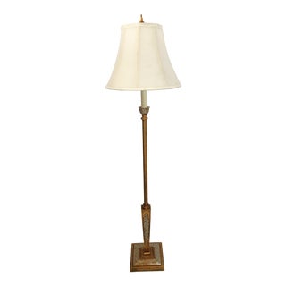 Hollywood Regency Gold & Silver Gilt Iron Floor Lamp For Sale