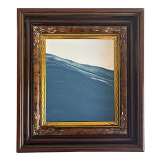 "Waves” Abstract Art in Antique Frame, Seascape Painting Transitional Wall Art by JTS For Sale