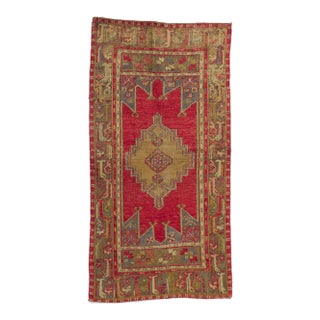 Vintage Red Turkish Oushak Rug - 03'11 X 07'07 For Sale