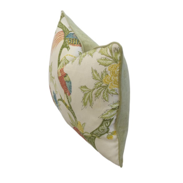 Schumacher Schumacher Arbre Chinois Linen Floral & Bird Feather/Down Pillow For Sale - Image 4 of 7