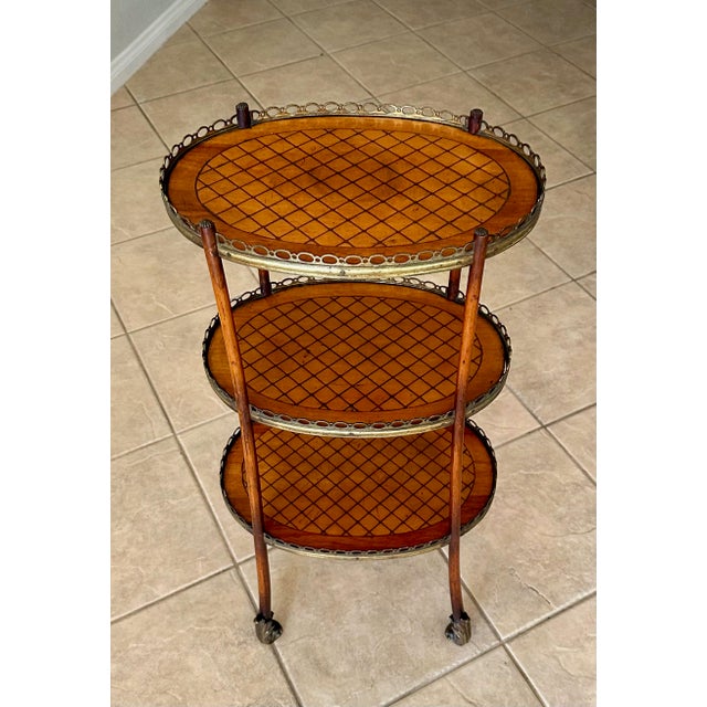 French Antique Three-Tier Parquetry Etagere For Sale - Image 4 of 12