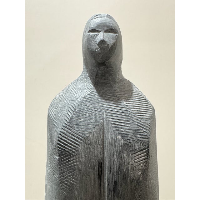 1960s Larry Mohr Gray Stone Figurative Sculpture Signed From Artist Estate For Sale - Image 5 of 7
