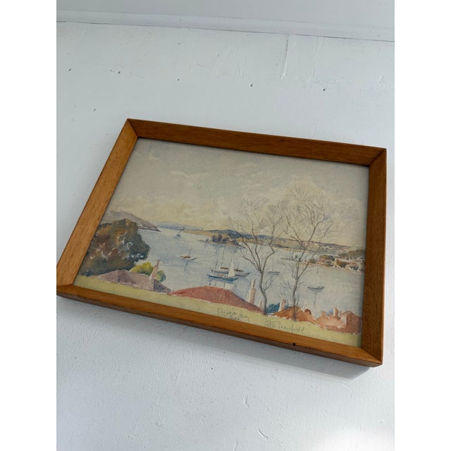 Original 1920s watercolor by Australian artist Peter Bousfield (active 1901–1937), depicting a harbor view of Elizabeth...