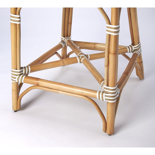 Solstice 25 in. Seat Height Rattan Counter Stool with Back and Footrest, Tan Beige For Sale In Chicago - Image 6 of 10
