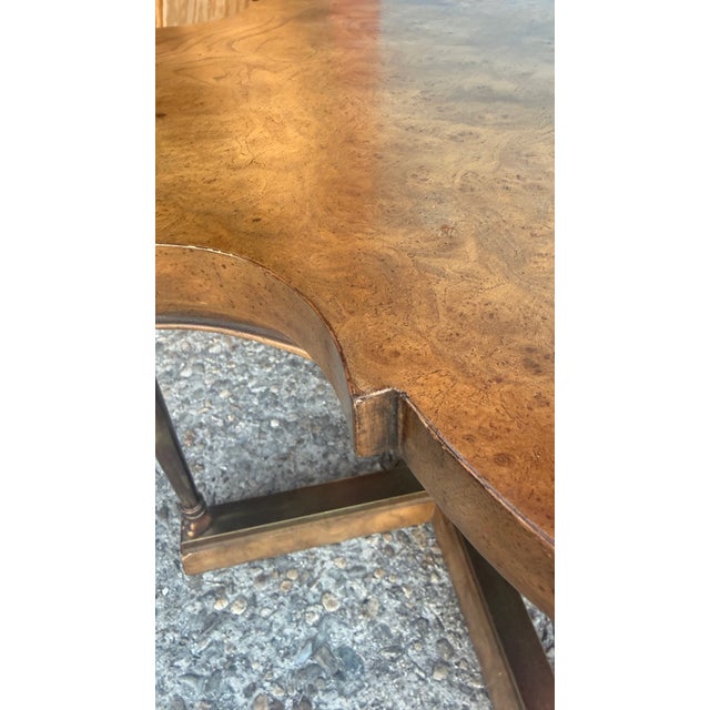 Attributed Mastercraft Neoclassical Burl Wood & Brass Accent Side Table For Sale - Image 10 of 15