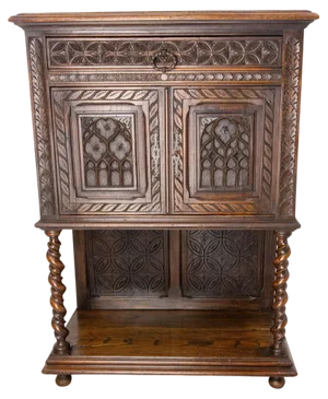 French Neogothic Style Chestnut & Wrought Iron Buffet, Late 19th Century