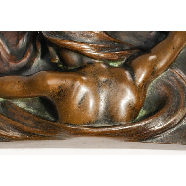 1910s High Relief Female Figure Sculpture Antique Art Nouveau Bronze Paperweight A. Förster & Co. Wien Austria Desk For Sale - Image 5 of 16