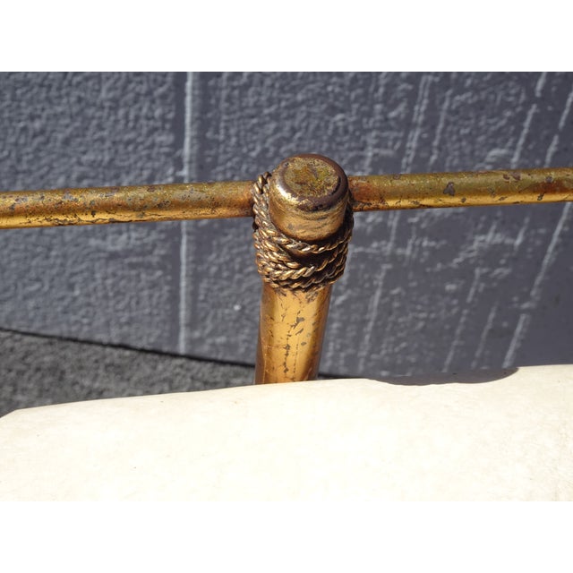Gold Vintage Hollywood Regency Gold Gilt Rope Metal Vanity Bench Stool For Sale - Image 8 of 18