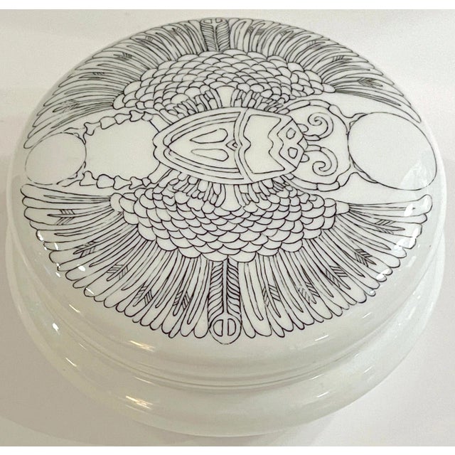 Traditional T & V Limoges Black & White Egyptomania Scarab Motif Box For Sale - Image 3 of 9