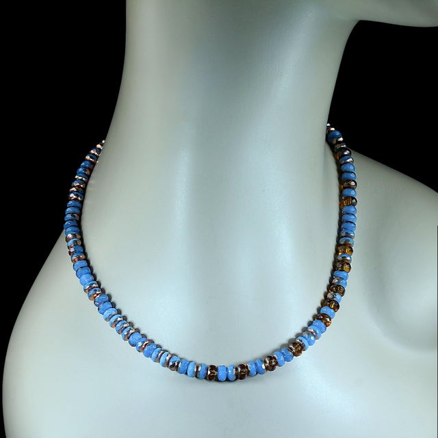 2020s Ajd 17.5 Inch Copper Washed Blue Czech Glass Necklace With Toggle Clasp For Sale - Image 5 of 5