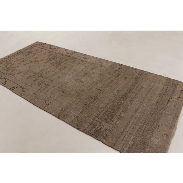 Rug & Kilim Antique Distressed Khotan Runner With Geometric Motifs in Brown - Rug & Kilim For Sale - Image 4 of 10