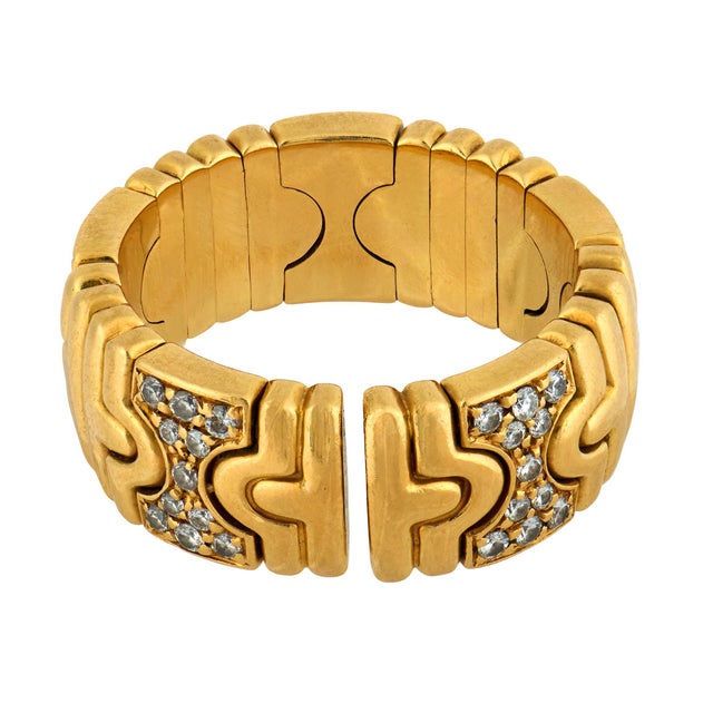 1990s Bvlgari Diamond 18k Yellow Gold Parentesi Band, Size 6 For Sale In Los Angeles - Image 6 of 6