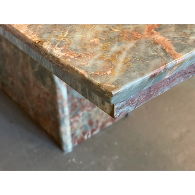 Gray 1980s Italian Fior Di Pesco Marble Postmodern Vintage Dining Table For Sale - Image 8 of 13