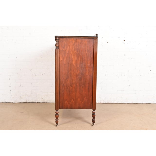 Berkey & Gay Style Antique French Regency Louis XVI Carved Burled Walnut Highboy Dresser, Circa 1920s For Sale - Image 13 of 15