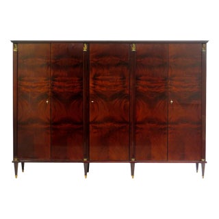 Large Vintage Art Deco Wardrobe in Flame Mahogany, 1920s For Sale