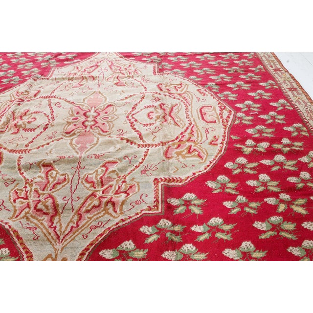 Authentic Turkish Ghiordes Red Rug For Sale - Image 4 of 8