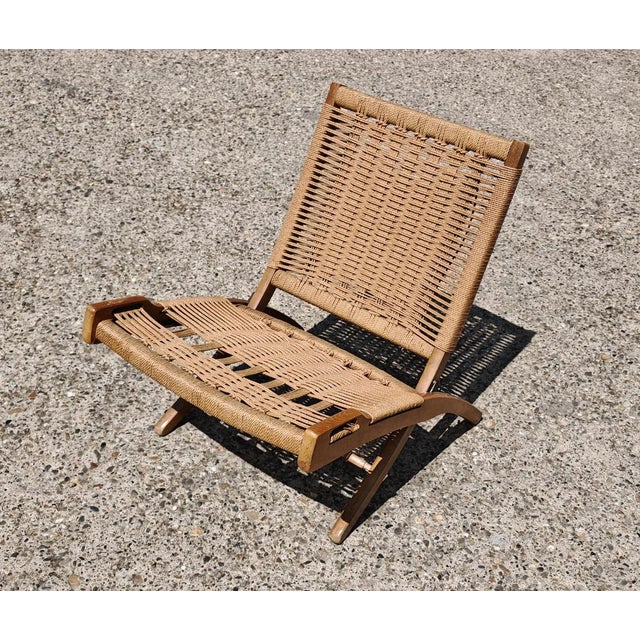 Mid-Century Modern Folding Chairs in Beech and Paper Cord attributed to Ebert Wels, 1960s, Set of 2 For Sale - Image 4 of 12