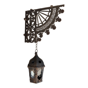 1900-1909 Set of Lanterns on Cast Iron Victorian Style Brackets