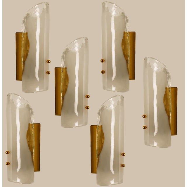 Metal Brass and Hand Blown Murano Glass Wall Lights by J.T. Kalmar, 1960s For Sale - Image 7 of 15