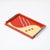 Art Deco Eglomise Graphic Geometric Detailed Tray in Vermillion Red & Yellow For Sale - Image 4 of 17