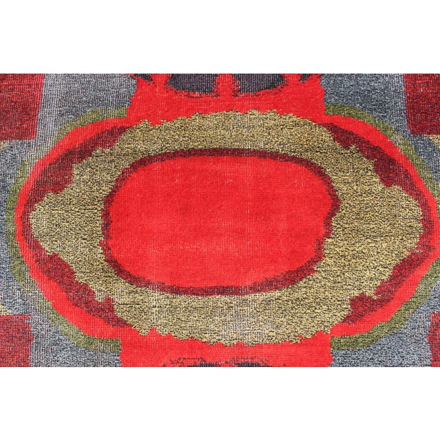 Vintage Rug With Mid-Century Modern and Geometric Design For Sale - Image 10 of 13
