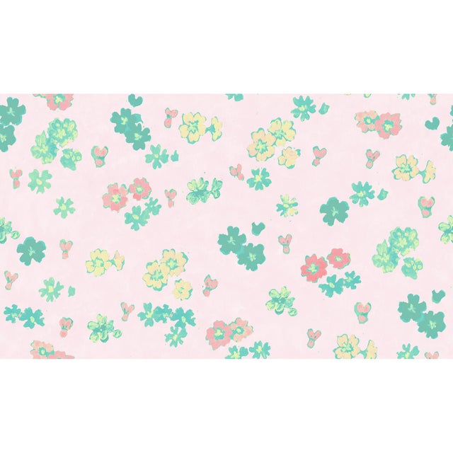 Art Deco Sample - Flower Field Wallpaper by Paule Marrot in Pink Multi For Sale - Image 3 of 3