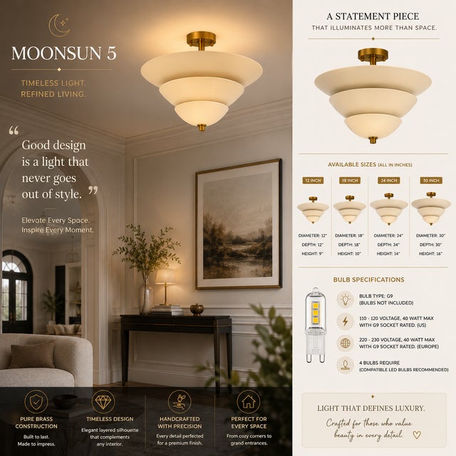 Not Yet Made - Made To Order Handcrafted Brass Flush Mount Ceiling Triple Light , Dome Semi Flush Mount, Brass Ceiling Fixture for Bedroom, Hallway, Kitchen, 24x14 For Sale - Image 5 of 11