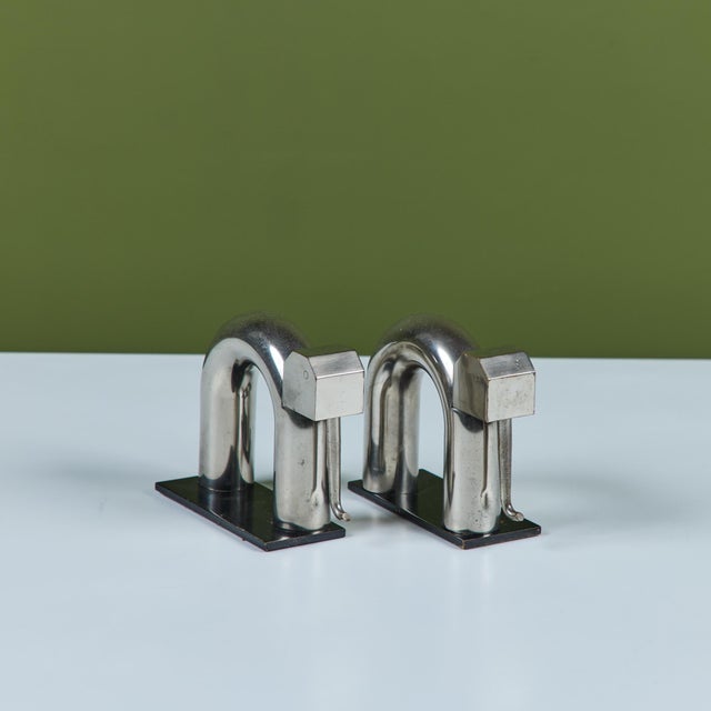 Silver Pair of Chrome Elephant Bookends by Walter von Nessen for Chase USA For Sale - Image 8 of 16