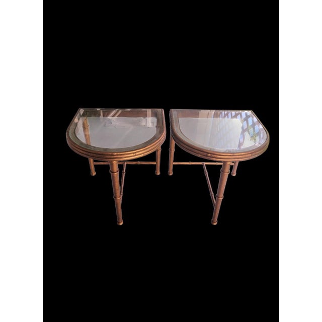 Vintage Hollywood Regency Iron Bronze Faux Bamboo Convertible Oval Coffee/sideTable For Sale - Image 11 of 13