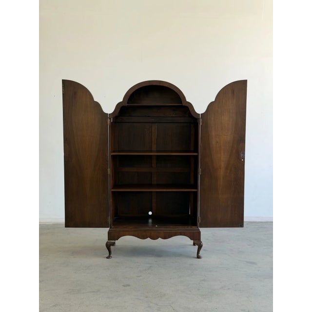 1960s Burl & Walnut Art Decor Armoire on Cabriole Legs For Sale - Image 4 of 17