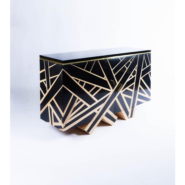 Wood Lines Buffet in Black Pear Wood and White Holly by Aymeric Lefort For Sale - Image 7 of 15