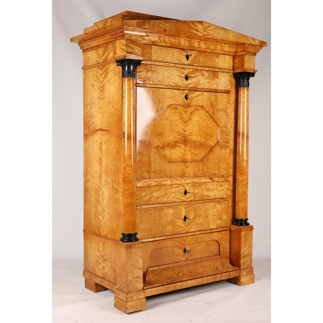 Biedermeier Secretary Desk in Birch, 1820 For Sale - Image 12 of 18
