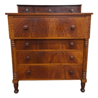 Antique American Empire Flame Mahogany Chest For Sale