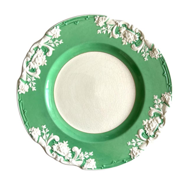English Antique English Green Marlborough Salad Plates by George Jones & Sons - Set of 5 For Sale - Image 3 of 5