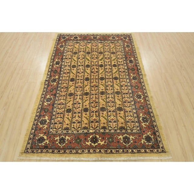 Farmhouse Gabbeh Rug 5’6” X 7’7” Beige Wool Vintage Traditional Hand-Knotted Carpet For Sale - Image 3 of 13