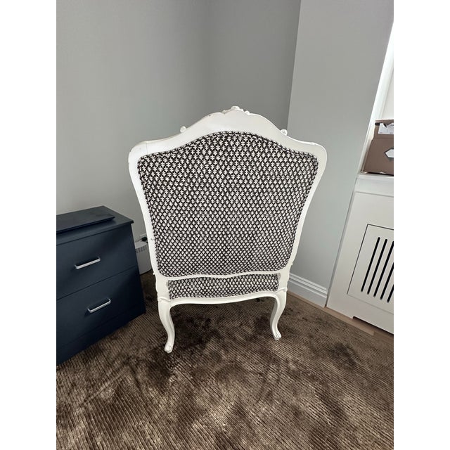 White Antique Chair and Foot Stool For Sale - Image 8 of 12