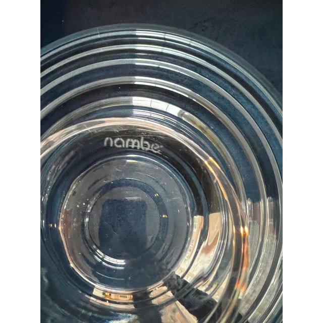 2020s Signed Nambé Art Glass Heavy Modern Cut Crystal Centerpiece Bowl For Sale - Image 5 of 8