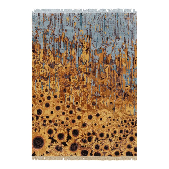Rug & Kilim’s Contemporary Rug With Abstract Floral Pattern “Molten Sunflowers” For Sale
