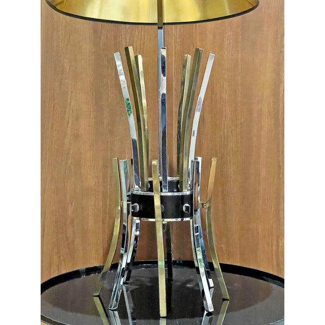 Metal 1970s Space Age Brass & Chrome Starburst Table Lamp For Sale - Image 7 of 8