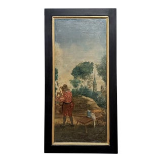 18th Century French Breton Boiserie Panel Oil on Canvas in Napoleon III Frame For Sale