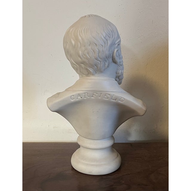 Antique 19th Century English Parian Porcelain Bisque Portrait Bust of President James Garfield For Sale - Image 10 of 14