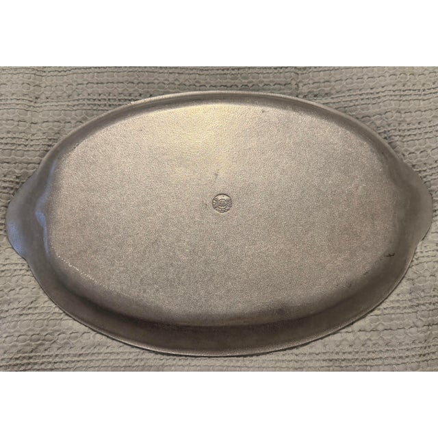 1970s Vintage Wilton Armetale Scallop Handle Oval Serving Platter Tray For Sale - Image 5 of 7