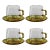 Bergamo Glass Tea & Coffee Cups and Saucers - Yellow, Set of 4 For Sale