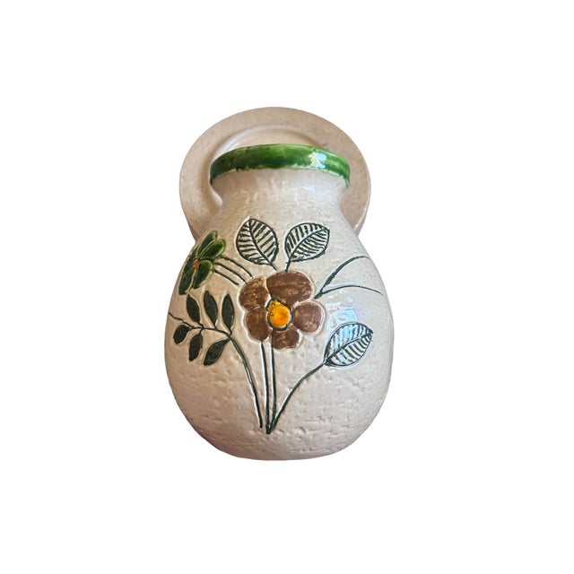 Rustic Aldo Londi Large Floral Vase With Matching Large Ashtray For Sale - Image 3 of 7