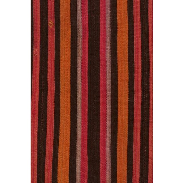 Tribal 1950s Vintage Persian Kilim With Orange, Brown and Pink Stripes by Rug & Kilim - 5'6''x8' For Sale - Image 3 of 5