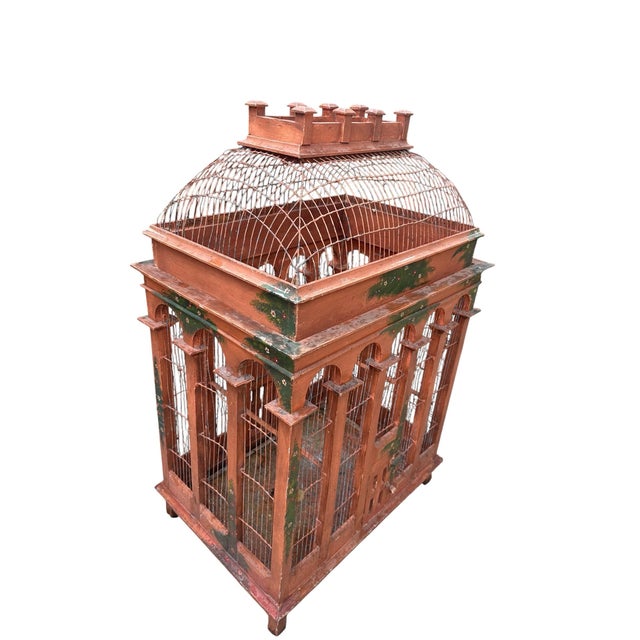 Victorian Antique Hand Painted Victorian French Birdcage For Sale - Image 3 of 10