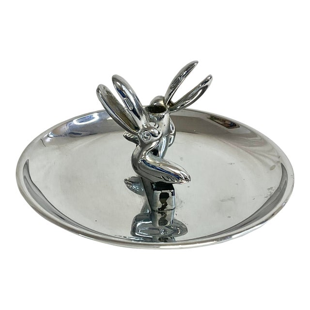1970s Vintage Boho Chic Figurative Chrome Large Billed Ducks Ashtray With Snuffer. For Sale