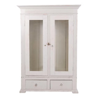 Grey-Painted Display Cabinet with Drawers, 1890 For Sale