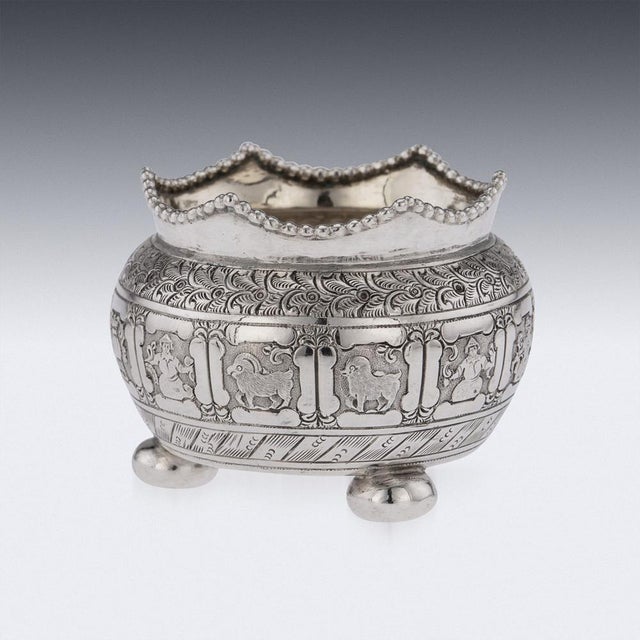 19th Century Victorian Solid Silver Salts & Spoons, London, 1870s, Set of 6 For Sale - Image 9 of 18