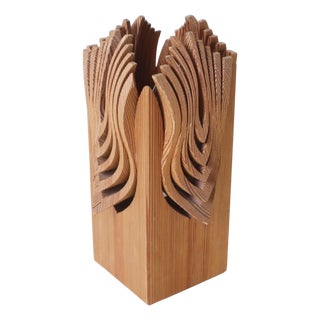 Mid-Century Modern Swedish Sculptural Pine Table Lamp, 1970s For Sale